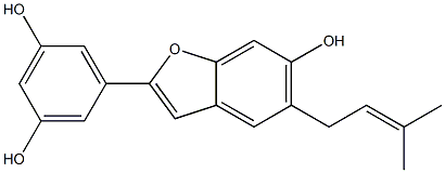 2-(3,5-Dihydroxyphenyl)-5-(3-methyl-2-butenyl)benzofuran-6-ol Struktur