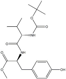 (S)-2-((S)-2-((tert-Butoxycarbonyl)amino)-3-methylbutanamido)-3-(4-hydroxyphenyl)propanoic Acid Methyl Ester Struktur