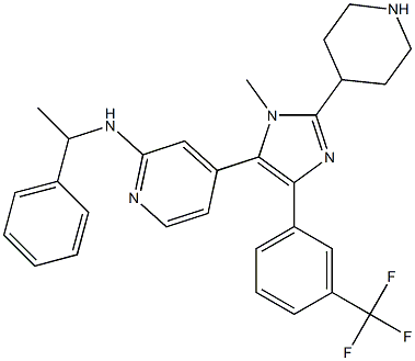 5-(2-(1-phenylethylamino)pyridin-4-yl)-1-methyl-4-(3-(trifluoromethyl)phenyl)-2-(4-piperidinyl)imidazole Struktur