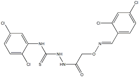 N1-(2,5-dichlorophenyl)-2-(2-{[(2,4-dichlorobenzylidene)amino]oxy}acetyl)hydrazine-1-carbothioamide Struktur