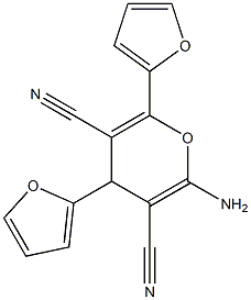 2-amino-4,6-di(2-furyl)-4H-pyran-3,5-dicarbonitrile Struktur