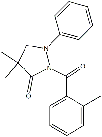 4,4-dimethyl-2-(2-methylbenzoyl)-1-phenyltetrahydro-3H-pyrazol-3-one Struktur