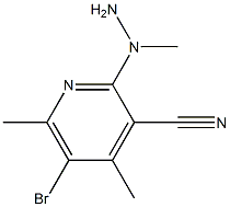 2-(1-methylhydrazinyl)-5-bromo-4,6-dimethylpyridine-3-carbonitrile Struktur