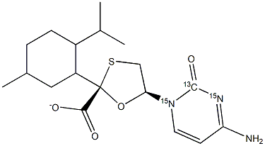 (2R,5S)-L-Menthyl-5-(4-amino-2-oxo-1(2H)-pyrimidinyl-15N2,13C)-1,3-oxathiolane-2-carboxylate Struktur