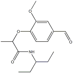 2-(4-formyl-2-methoxyphenoxy)-N-(pentan-3-yl)propanamide Struktur