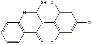 2-sulfanyl-3-(2,4,6-trichlorophenyl)-3,4-dihydroquinazolin-4-one Struktur