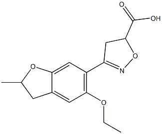 3-(5-ethoxy-2-methyl-2,3-dihydro-1-benzofuran-6-yl)-4,5-dihydro-1,2-oxazole-5-carboxylic acid Struktur