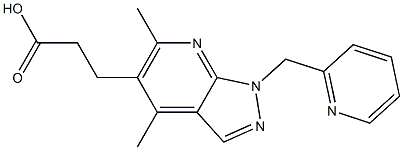 3-[4,6-dimethyl-1-(pyridin-2-ylmethyl)-1H-pyrazolo[3,4-b]pyridin-5-yl]propanoic acid Struktur