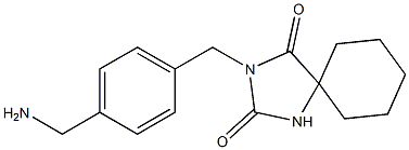 3-{[4-(aminomethyl)phenyl]methyl}-1,3-diazaspiro[4.5]decane-2,4-dione Struktur