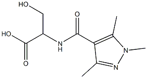 3-hydroxy-2-[(1,3,5-trimethyl-1H-pyrazol-4-yl)formamido]propanoic acid Struktur