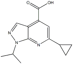 6-cyclopropyl-1-(propan-2-yl)-1H-pyrazolo[3,4-b]pyridine-4-carboxylic acid Struktur