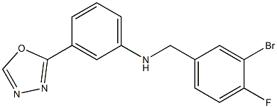 N-[(3-bromo-4-fluorophenyl)methyl]-3-(1,3,4-oxadiazol-2-yl)aniline Struktur