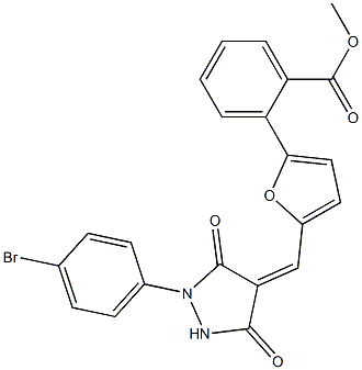 methyl 2-(5-{[1-(4-bromophenyl)-3,5-dioxo-4-pyrazolidinylidene]methyl}-2-furyl)benzoate Struktur