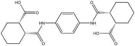 (1S,2R)-2-{[4-({[(1R,2S)-2-carboxycyclohexyl]carbonyl}amino)anilino]carbonyl}cyclohexanecarboxylic acid Struktur