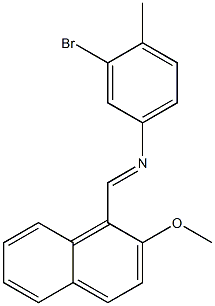 N-(3-bromo-4-methylphenyl)-N-[(E)-(2-methoxy-1-naphthyl)methylidene]amine Struktur