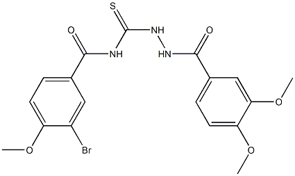 3-bromo-N-{[2-(3,4-dimethoxybenzoyl)hydrazino]carbothioyl}-4-methoxybenzamide Struktur