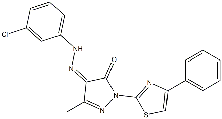 3-methyl-1-(4-phenyl-1,3-thiazol-2-yl)-1H-pyrazole-4,5-dione 4-[N-(3-chlorophenyl)hydrazone] Struktur