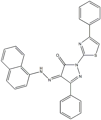 3-phenyl-1-(4-phenyl-1,3-thiazol-2-yl)-1H-pyrazole-4,5-dione 4-[N-(1-naphthyl)hydrazone] Struktur