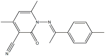 4,6-dimethyl-1-{[(E)-1-(4-methylphenyl)ethylidene]amino}-2-oxo-1,2-dihydro-3-pyridinecarbonitrile Struktur