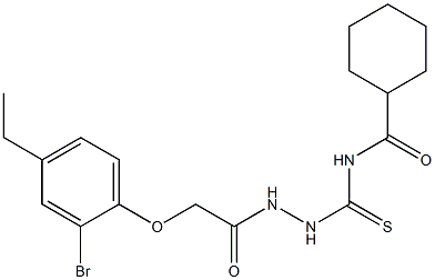 N-({2-[2-(2-bromo-4-ethylphenoxy)acetyl]hydrazino}carbothioyl)cyclohexanecarboxamide Struktur