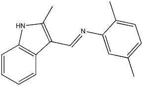 2,5-dimethyl-N-[(E)-(2-methyl-1H-indol-3-yl)methylidene]aniline Struktur