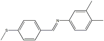 3,4-dimethyl-N-{(E)-[4-(methylsulfanyl)phenyl]methylidene}aniline Struktur