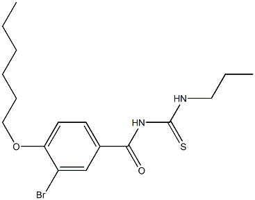 N-[3-bromo-4-(hexyloxy)benzoyl]-N'-propylthiourea Struktur