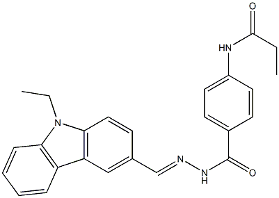 N-[4-({2-[(E)-(9-ethyl-9H-carbazol-3-yl)methylidene]hydrazino}carbonyl)phenyl]propanamide Struktur