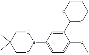 2-[3-(1,3-Dioxan-2-yl)-4-methoxyphenyl]-5,5-dimethyl-1,3,2-dioxaborinane Struktur