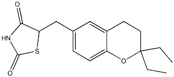 5-[[2,2-Diethyl-3,4-dihydro-2H-1-benzopyran]-6-ylmethyl]thiazolidine-2,4-dione Struktur