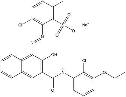 3-Chloro-6-methyl-2-[[3-[[(2-chloro-3-ethoxyphenyl)amino]carbonyl]-2-hydroxy-1-naphtyl]azo]benzenesulfonic acid sodium salt Struktur