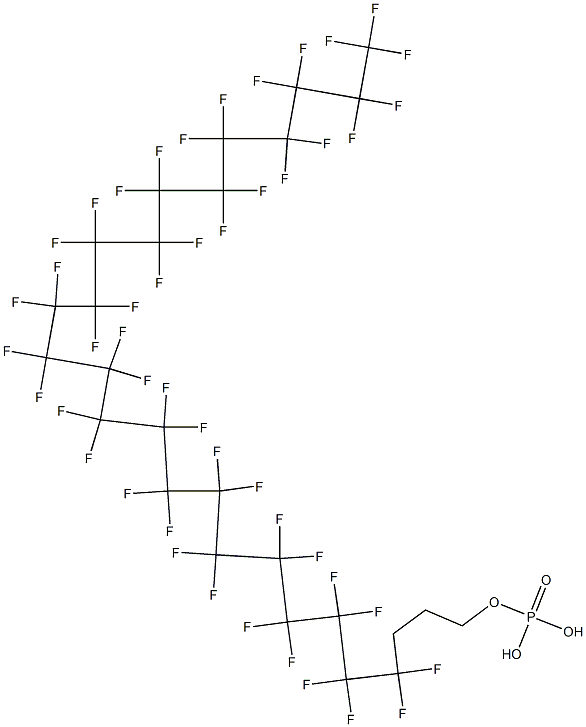 Phosphoric acid hydrogen (4,4,5,5,6,6,7,7,8,8,9,9,10,10,11,11,12,12,13,13,14,14,15,15,16,16,17,17,18,18,19,19,20,20,21,21,22,22,23,23,24,24,25,25,26,26,26-heptatetracontafluorohexacosan-1-yl) ester Struktur