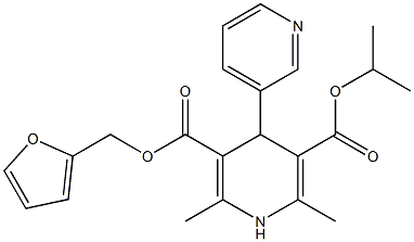 1,4-Dihydro-2,6-dimethyl-4-(3-pyridinyl)pyridine-3,5-dicarboxylic acid 3-(2-furanylmethyl)5-isopropyl ester Struktur