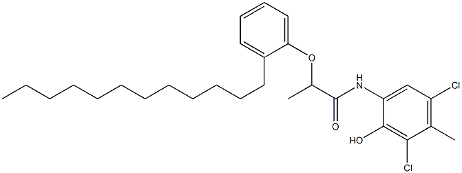 2-[2-(2-Dodecylphenoxy)propanoylamino]-4,6-dichloro-5-methylphenol Struktur