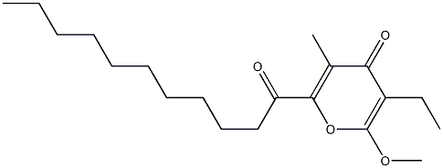 6-Methoxy-3-methyl-5-ethyl-2-(1-oxoundecyl)-4H-pyran-4-one Struktur