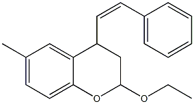 2-Ethoxy-3,4-dihydro-4-[(Z)-2-phenylethenyl]-6-methyl-2H-1-benzopyran Struktur