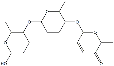 6-[[6-[(6-Hydroxy-2-methyltetrahydro-2H-pyran)-3-yloxy]-2-methyltetrahydro-2H-pyran]-3-yloxy]-2-methyl-3,6-dihydro-2H-pyran-3-one Struktur