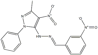 1-(1-Phenyl-3-methyl-4-nitro-1H-pyrazol-5-yl)-2-(3-nitrobenzylidene)hydrazine Struktur