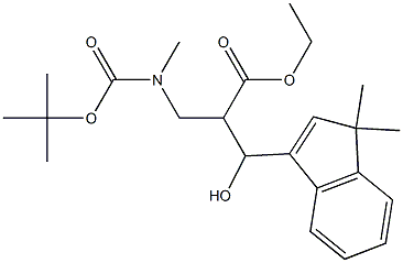 3-(3,3-Dimethyl-3H-inden-1-yl)-3-hydroxy-2-[[(tert-butoxycarbonyl)(methyl)amino]methyl]propanoic acid ethyl ester Struktur