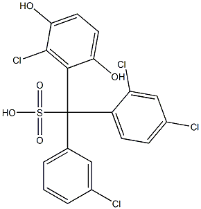 (3-Chlorophenyl)(2,4-dichlorophenyl)(6-chloro-2,5-dihydroxyphenyl)methanesulfonic acid Struktur