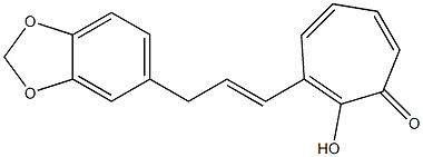 2-Hydroxy-3-[3-[3,4-(methylenedioxy)phenyl]-1-propenyl]cyclohepta-2,4,6-trien-1-one Struktur