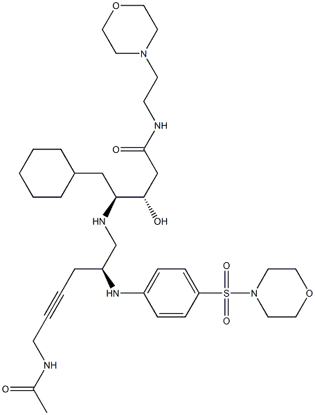 (3S,4S)-4-[[(2S)-2-[4-(Morpholinosulfonyl)phenylamino]-6-acetylamino-4-hexynyl]amino]-5-cyclohexyl-3-hydroxy-N-(2-morpholinoethyl)pentanamide Struktur