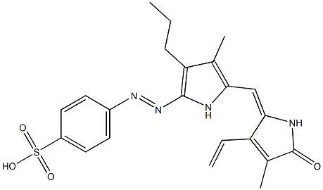 4-[[3-Propyl-4-methyl-5-[[(4-methyl-3-vinyl-5-oxo-2,5-dihydro-1H-pyrrol)-2-ylidene]methyl]-1H-pyrrol-2-yl]azo]benzenesulfonic acid Struktur