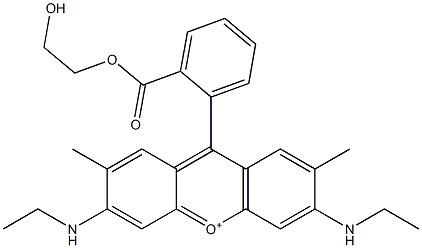 3,6-Bis(ethylamino)-9-[2-[(2-hydroxyethoxy)carbonyl]phenyl]-2,7-dimethylxanthylium Struktur