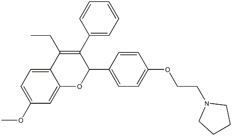 2-[4-[2-(1-Pyrrolidinyl)ethoxy]phenyl]-3-phenyl-4-ethyl-7-methoxy-2H-1-benzopyran Struktur