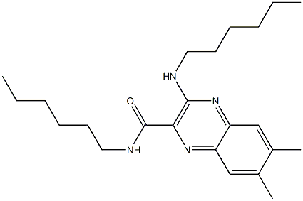 6,7-Dimethyl-3-(hexylamino)-N-hexylquinoxaline-2-carboxamide Struktur