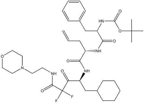 (4S)-4-[[(2S)-2-[2-(tert-Butoxycarbonyl)amino-3-phenylpropanoylamino]-4-pentenoyl]amino]-5-cyclohexyl-2,2-difluoro-3-oxo-N-(2-morpholinoethyl)pentanamide Struktur