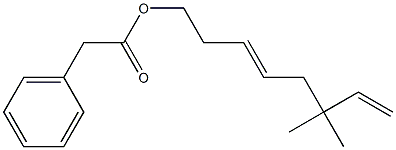 Phenylacetic acid 6,6-dimethyl-3,7-octadienyl ester Struktur