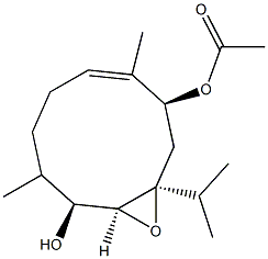 (1S,3S,4S,5S,9E)-3,4-Epoxy-6,10-dimethyl-3-isopropyl-9-cyclodecene-1,5-diol 1-acetate Struktur