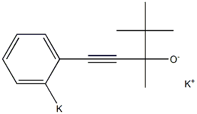 Potassium 3-(2-potassiophenyl)-1-tert-butyl-1-methyl-2-propyne-1-olate Struktur